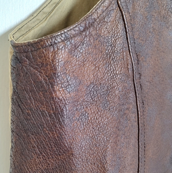Vintage Structure Brown Distressed Leather Vest - Picture 5 of 12